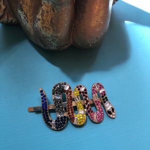 Rainbow diamond snake hair clip